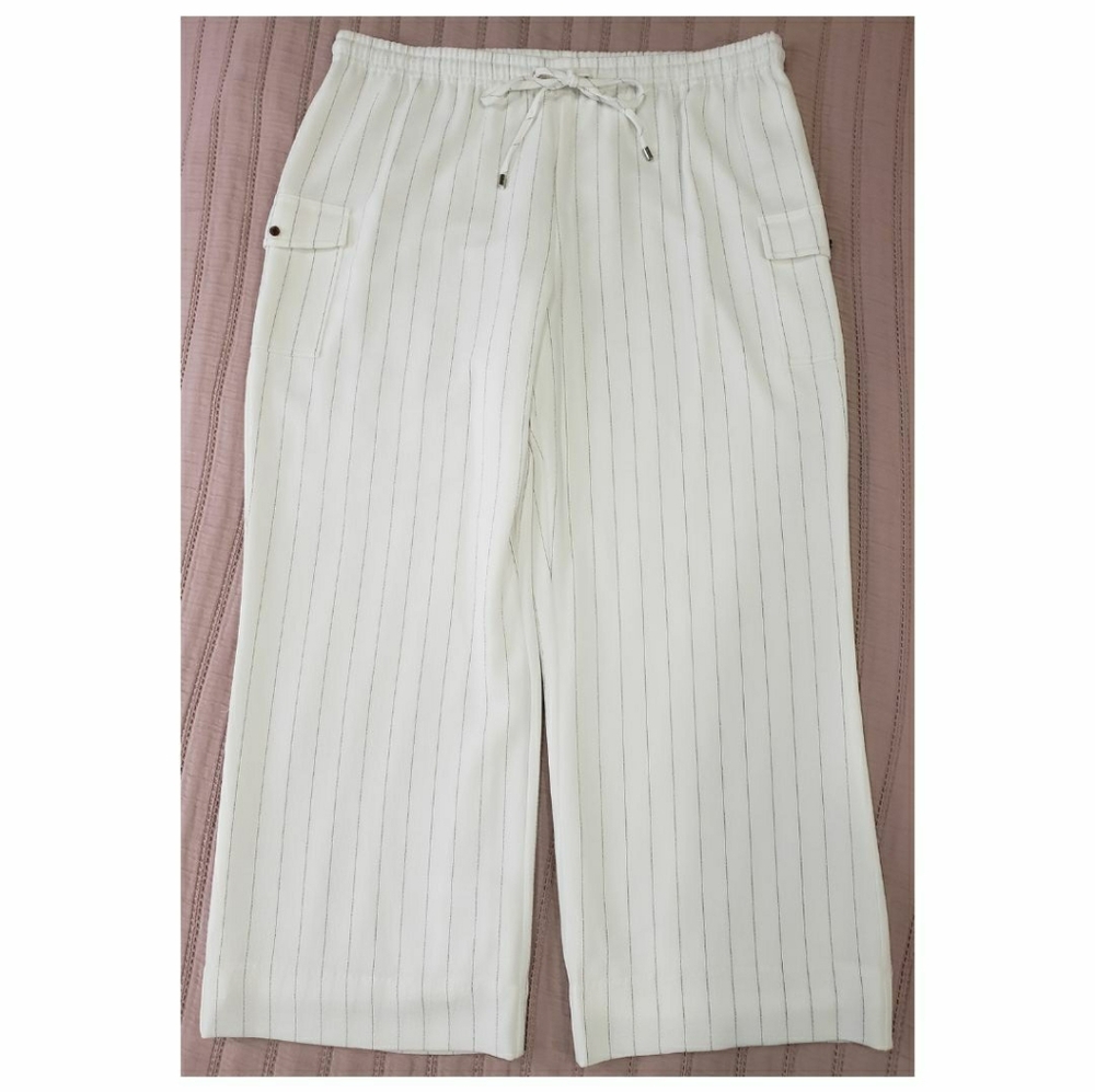 Calvin Klein XL Pinstripe Drawstring Waist Cargo Pants - EUC